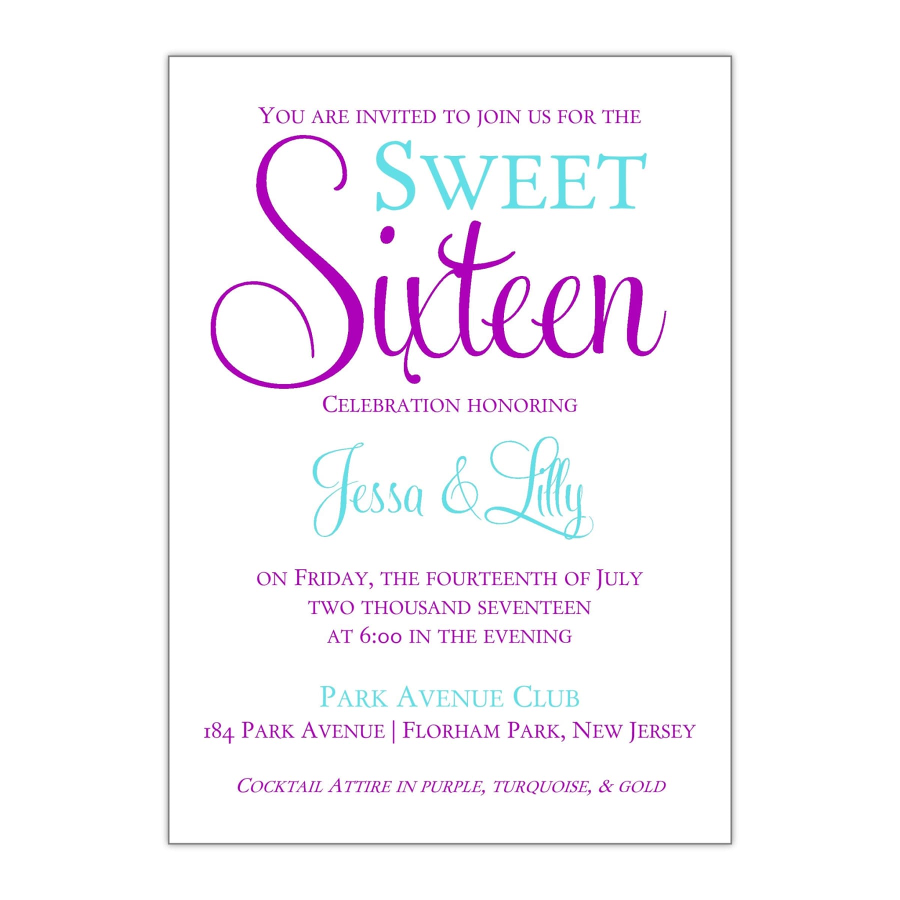 Bold and Fun Sweet 16 Invitation - All That Glitters Invitations