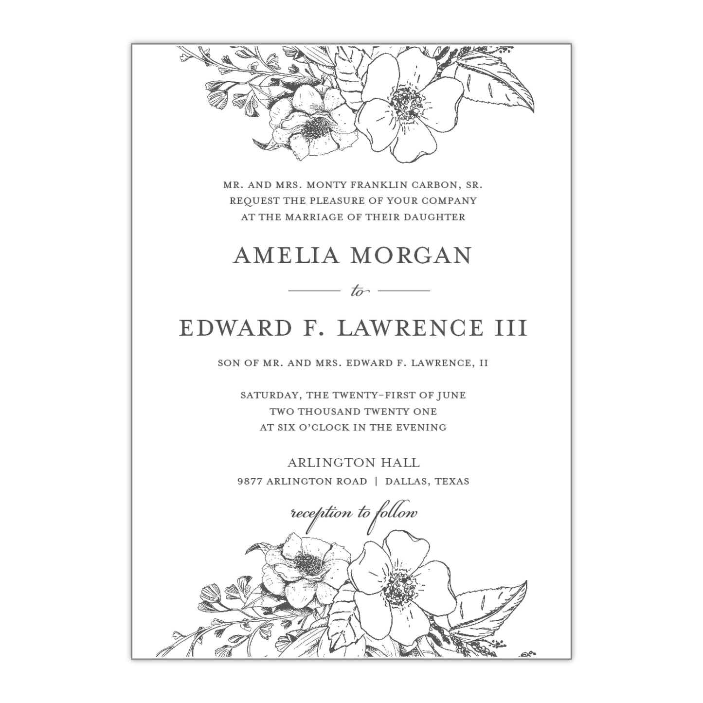 Double Botanic Florals Wedding Invitation - All That Glitters Invitations