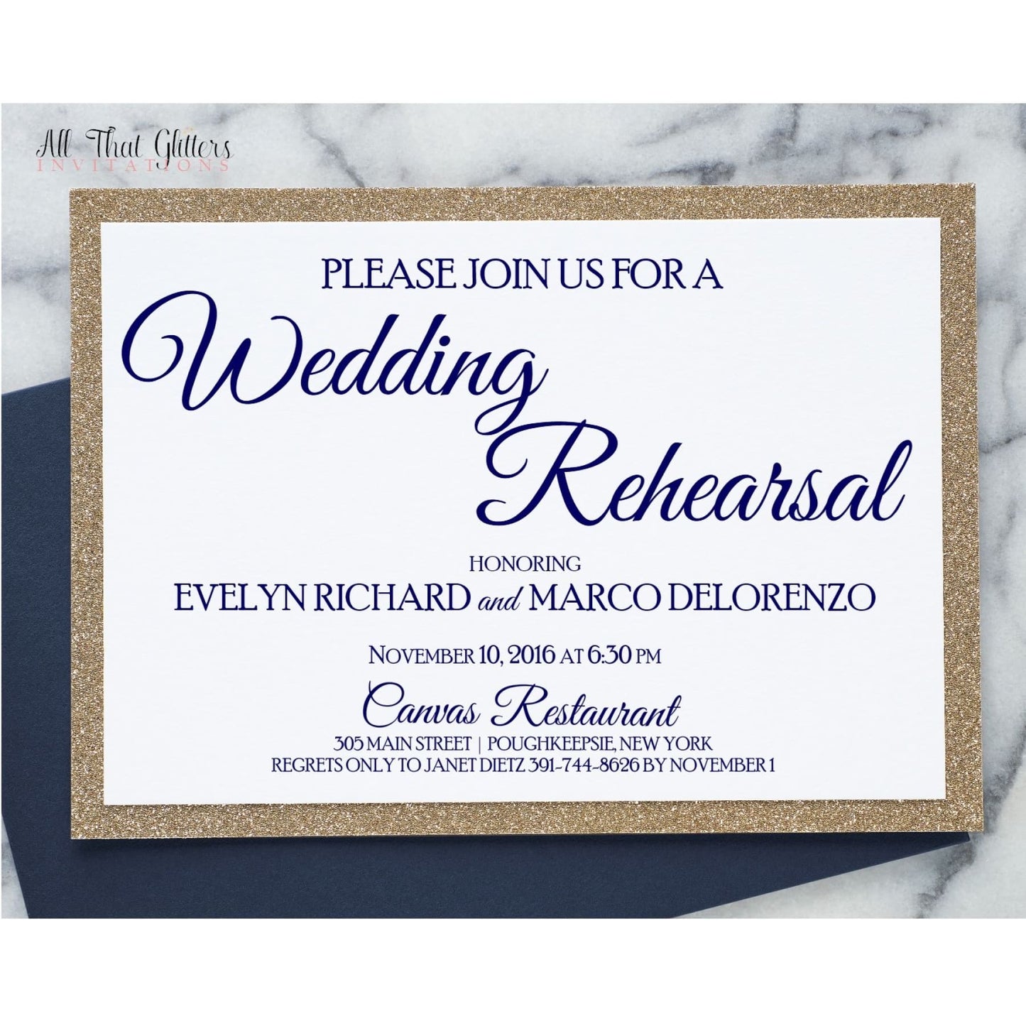 Elegant Rehearal Dinner Invitation,Evelyn 1 - All That Glitters Invitations