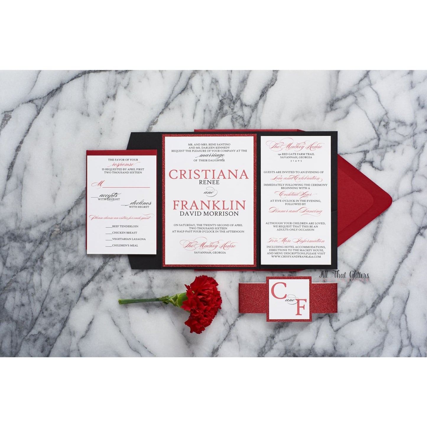 Elegant Wedding Invitation, Cristiana - All That Glitters Invitations