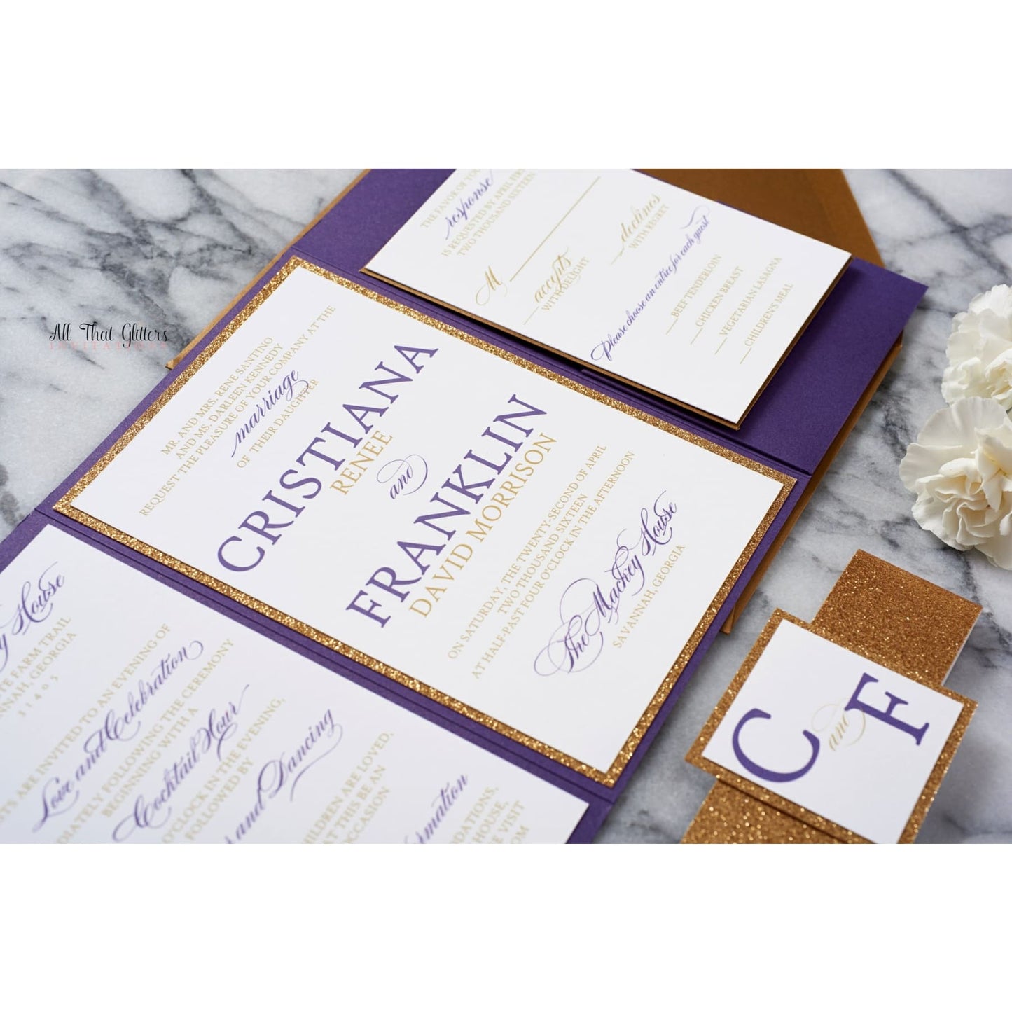 Elegant Wedding Invitation, Cristiana - All That Glitters Invitations