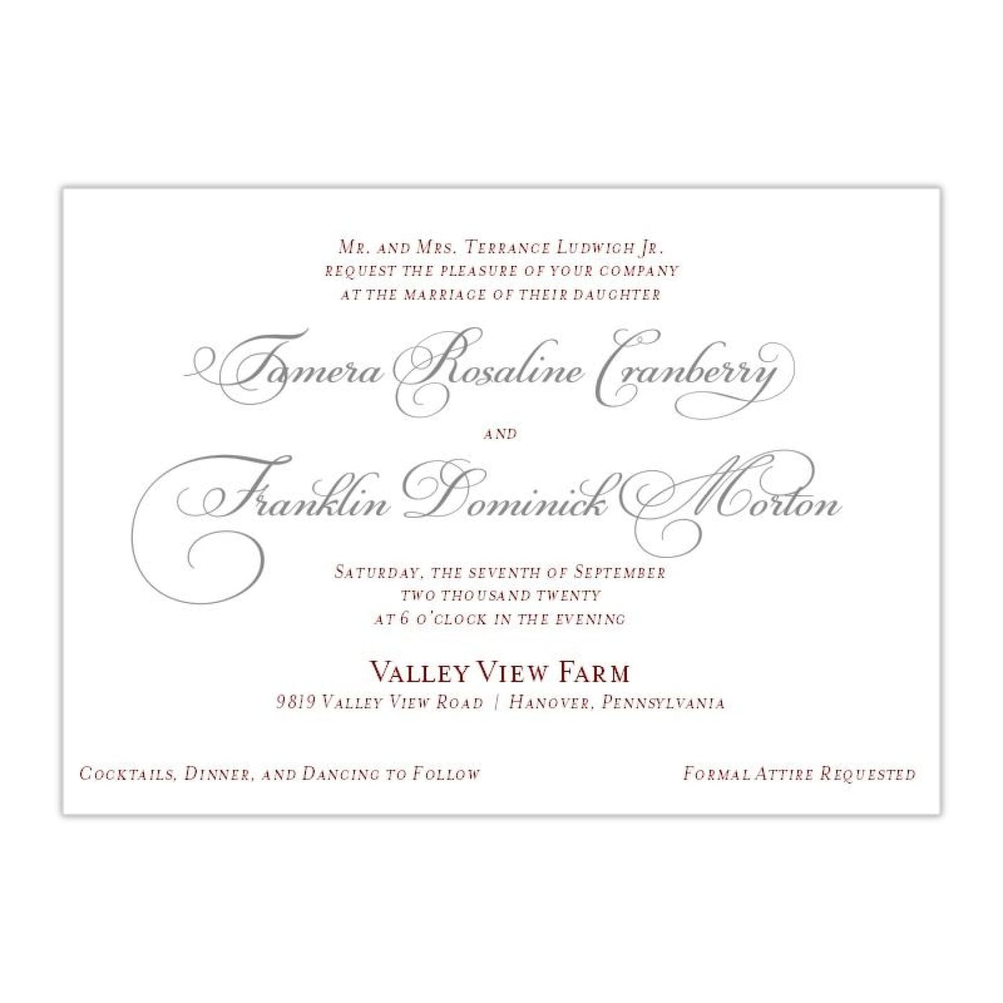 Fancy Script Wedding Invitation, Tamera - All That Glitters Invitations