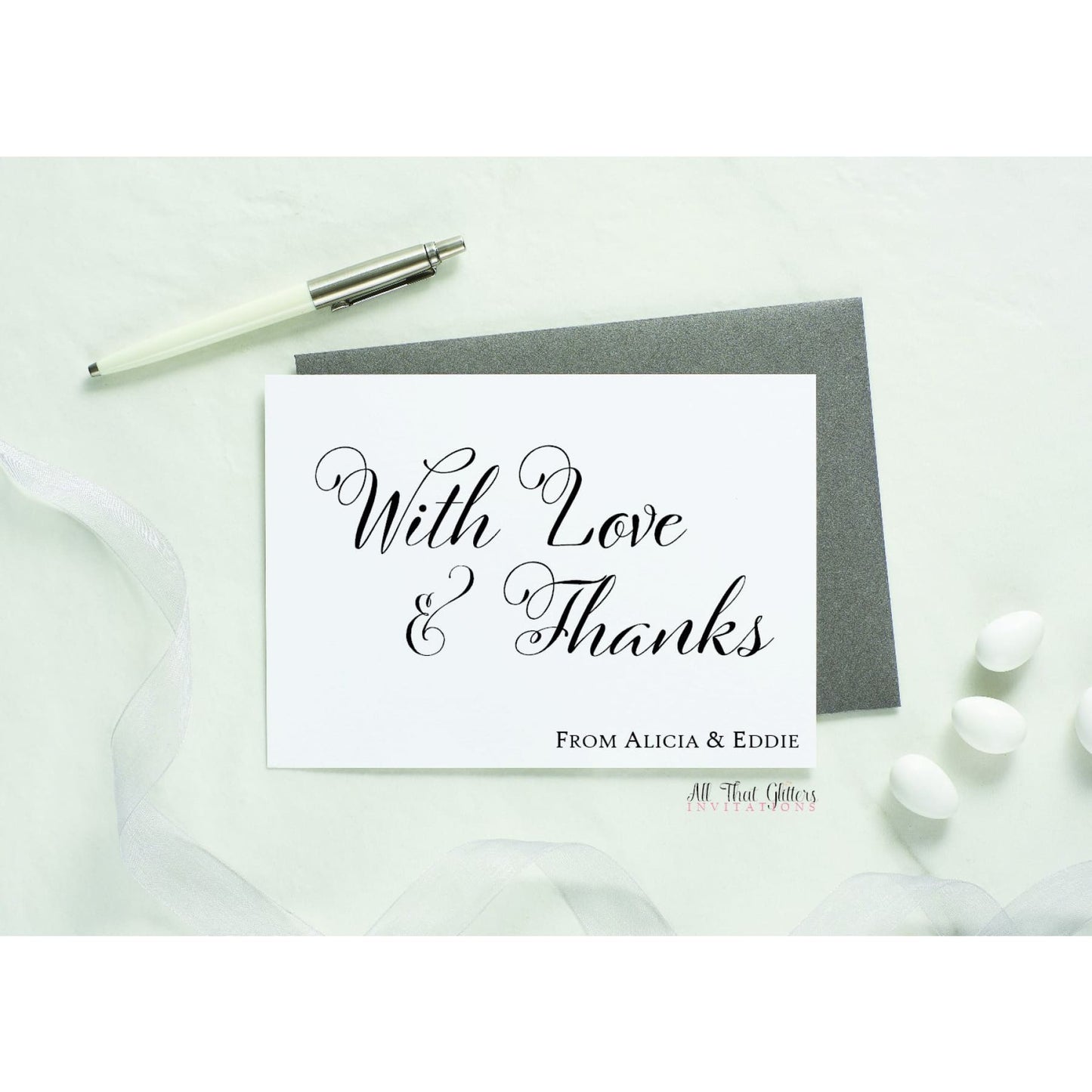 Folded Thank You Card, Alicia Style 1 - All That Glitters Invitations