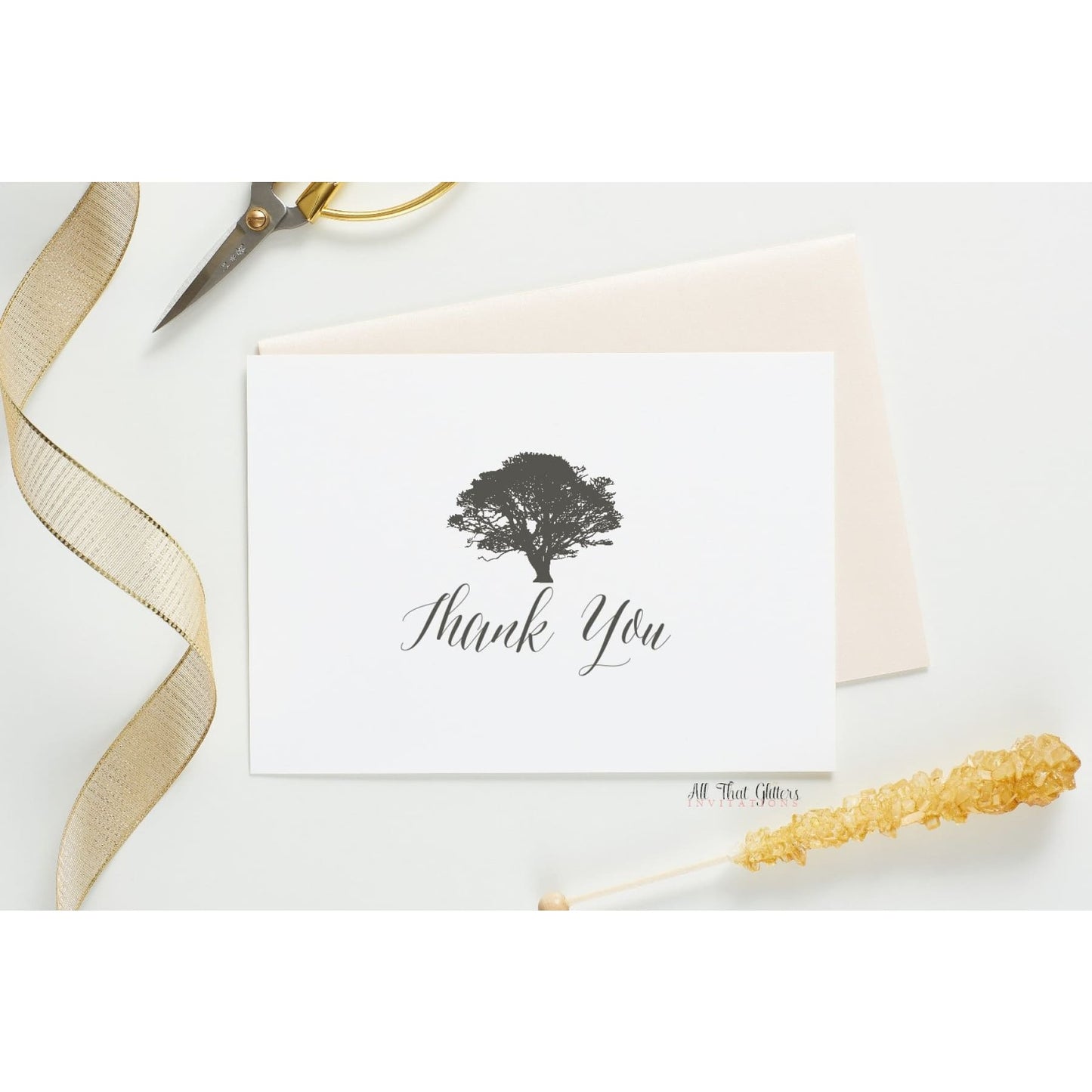 Folded Thank You Card, Gabriella - All That Glitters Invitations
