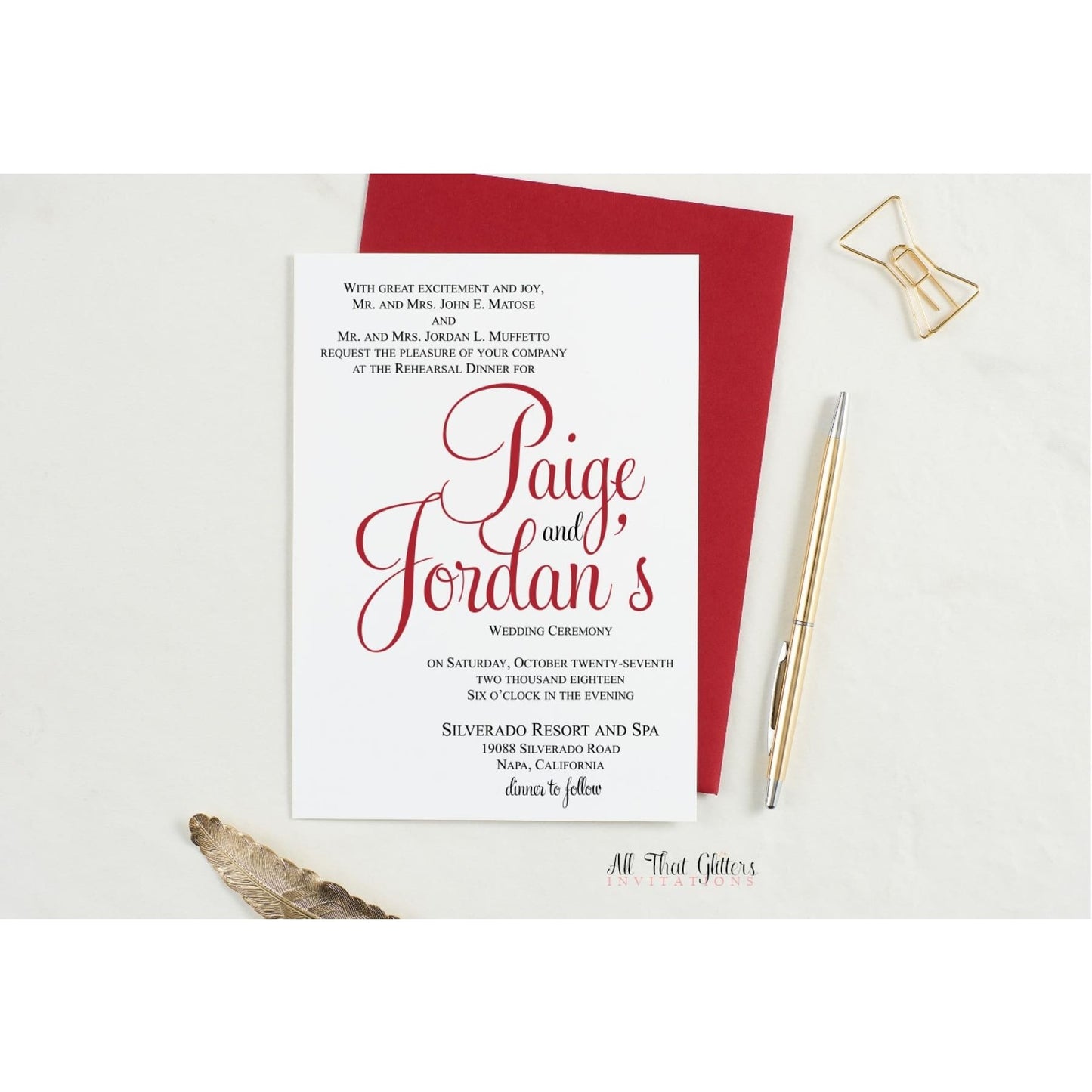 Formal Rehearsal Dinner Invitation, Paige - All That Glitters Invitations