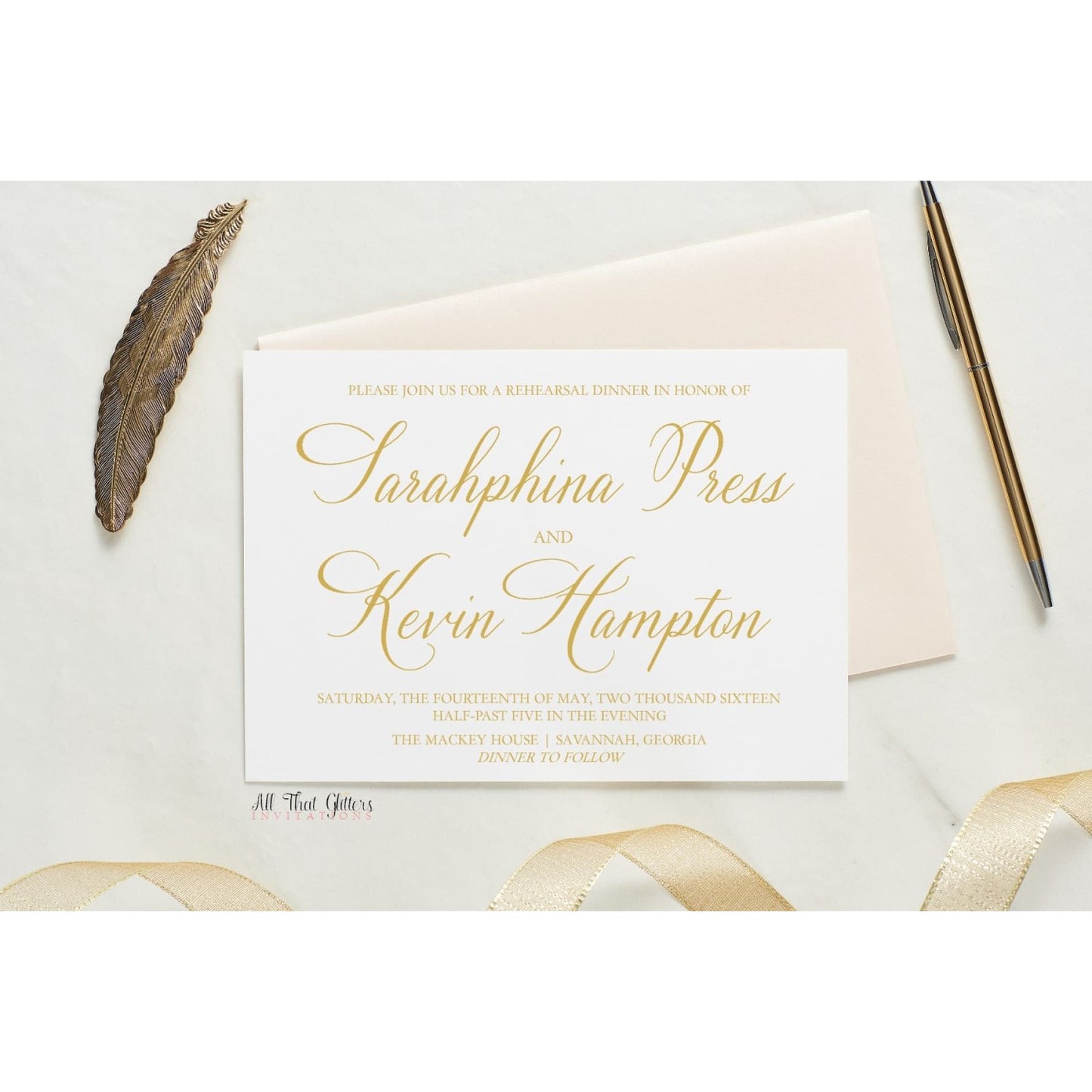 Formal Rehearsal Dinner Invitation, Sarahphina - All That Glitters Invitations
