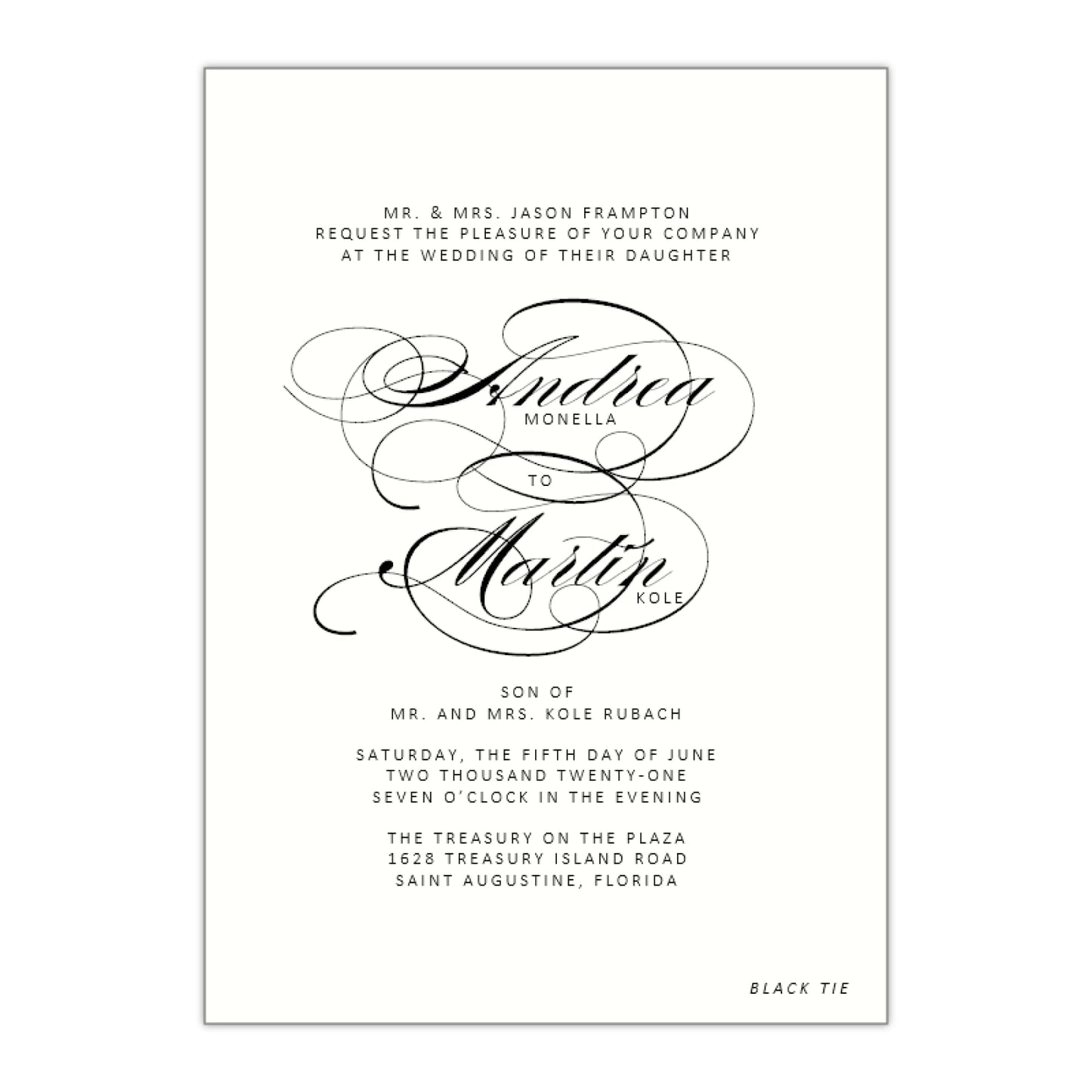 Formal Wedding Invitation, Andrea - All That Glitters Invitations
