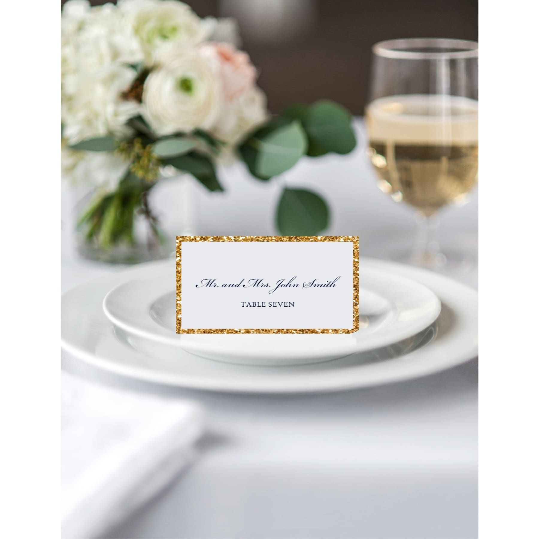 Glitter Backed Wedding Reception Place Cards - Place Cards – All That  Glitters Invitations, image size:1800x1800