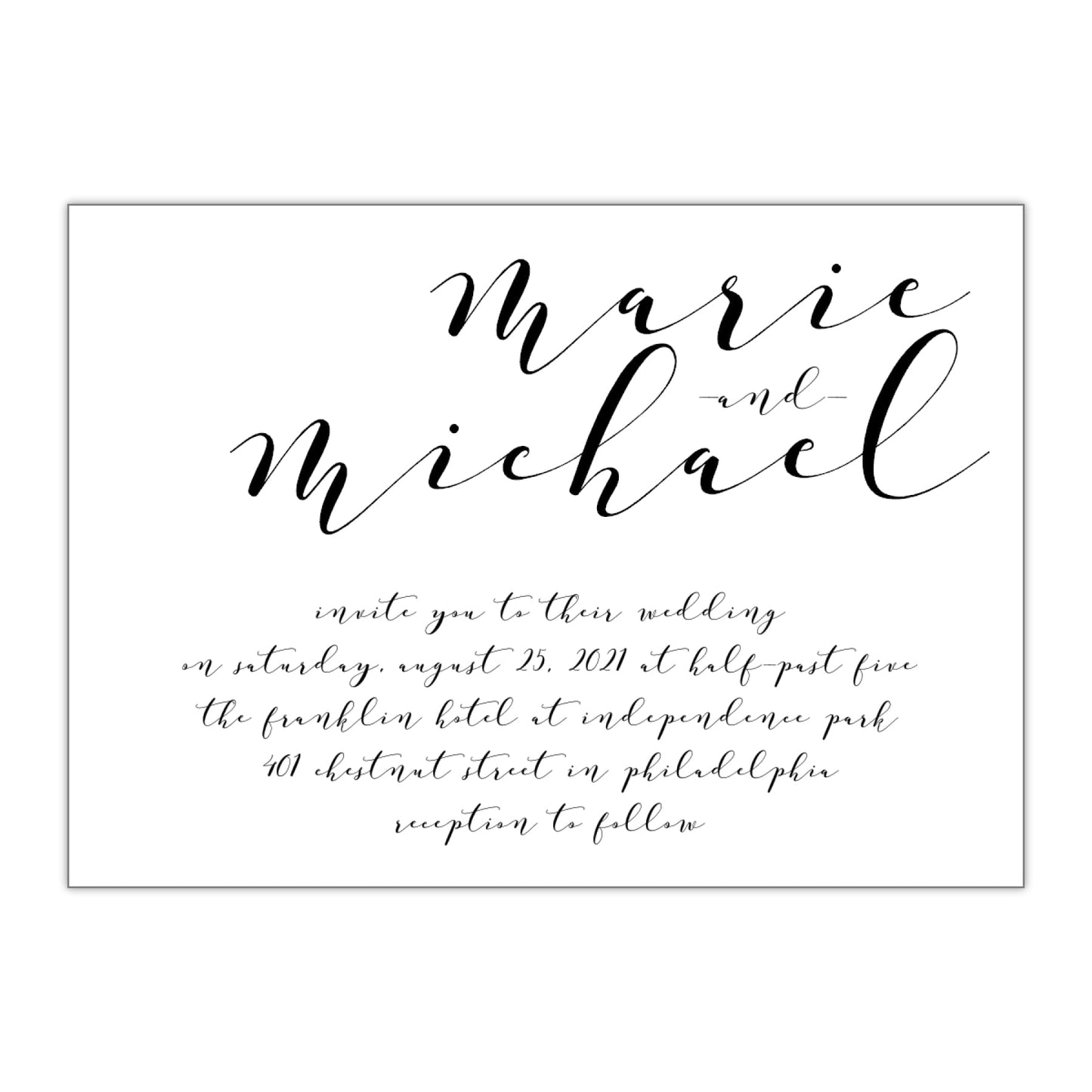 Hand Calligraphy Wedding Invitation, Maria - All That Glitters Invitations