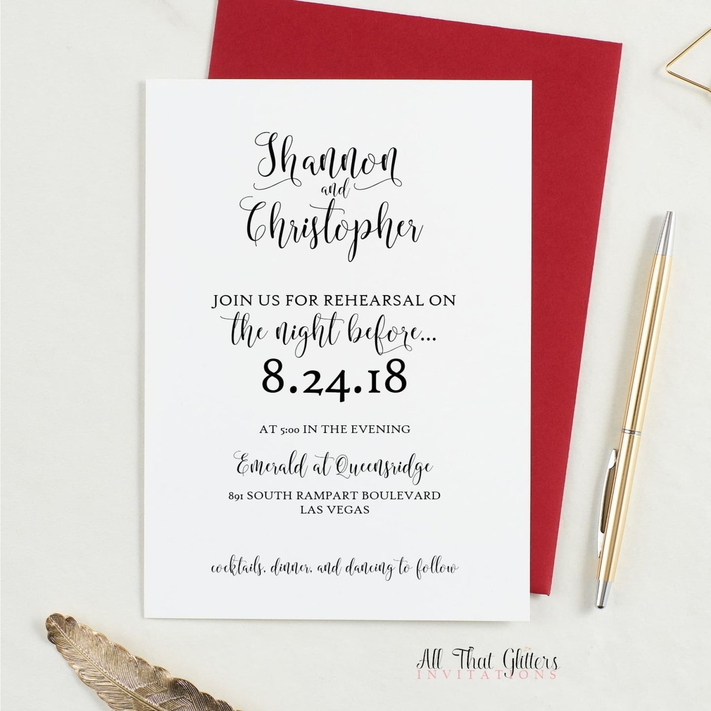 Informal Rehearsal Dinner Invitation, Shannon - All That Glitters Invitations