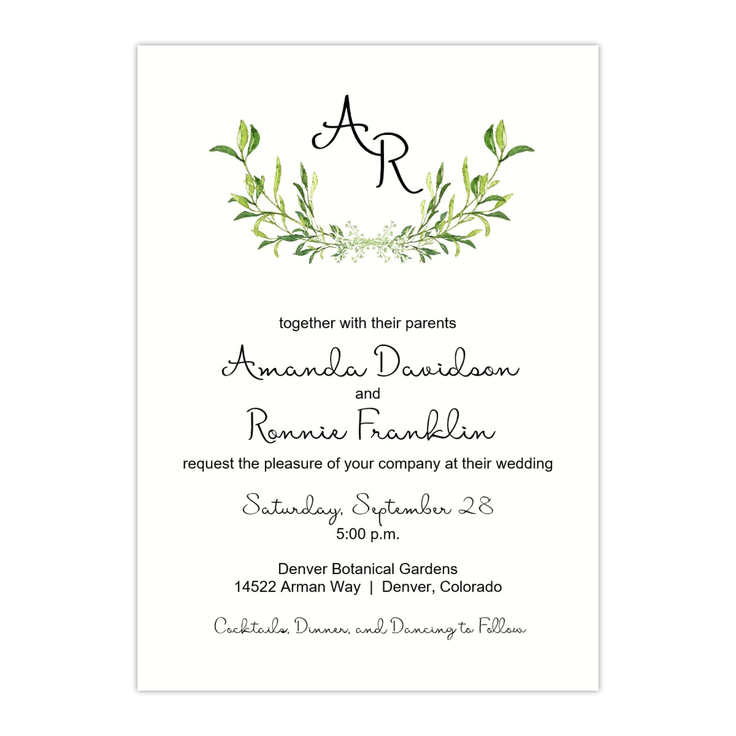 Rustic Wreath Wedding Invitation - All That Glitters Invitations