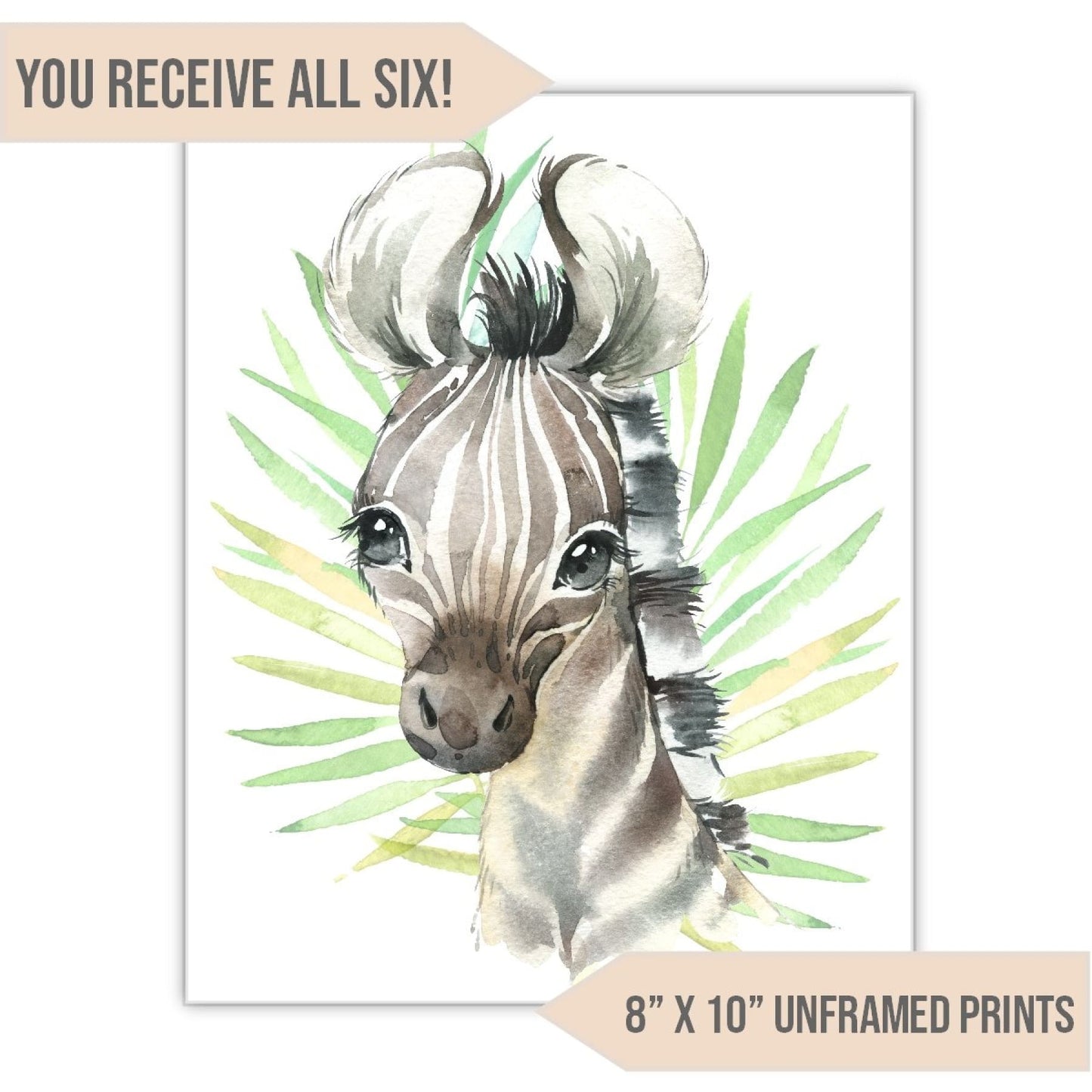 Safari Animal Nursery Art Print, 8" x 10" - All That Glitters Invitations