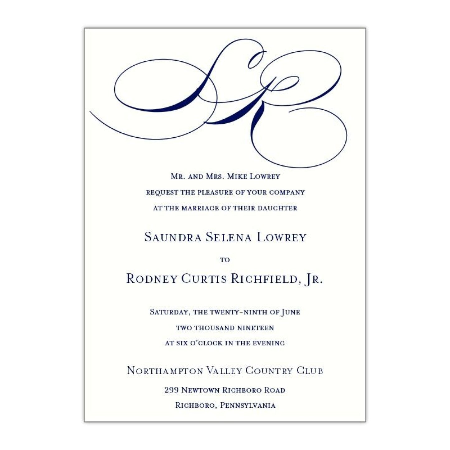 Script Initial Wedding Invitation, Saundra - All That Glitters Invitations