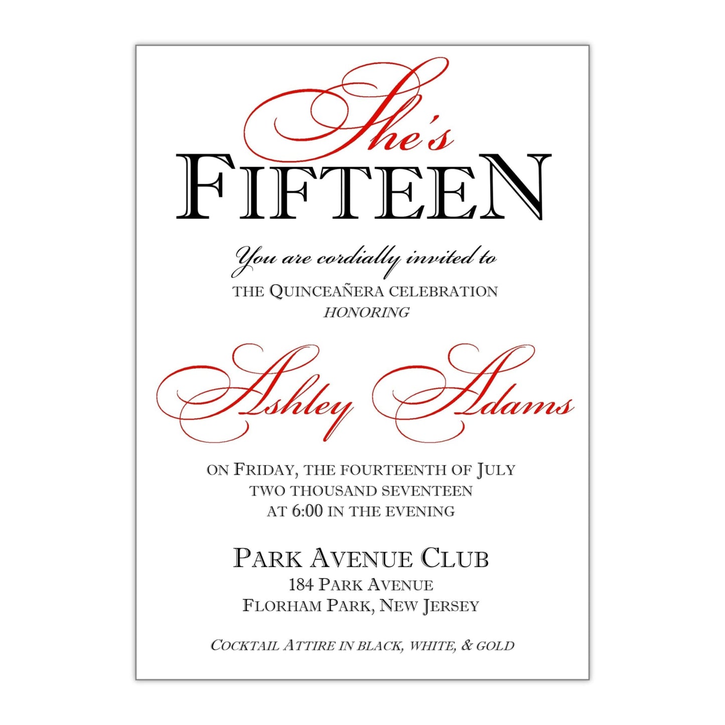 She's Fifteen Quinceañera Invitation - All That Glitters Invitations