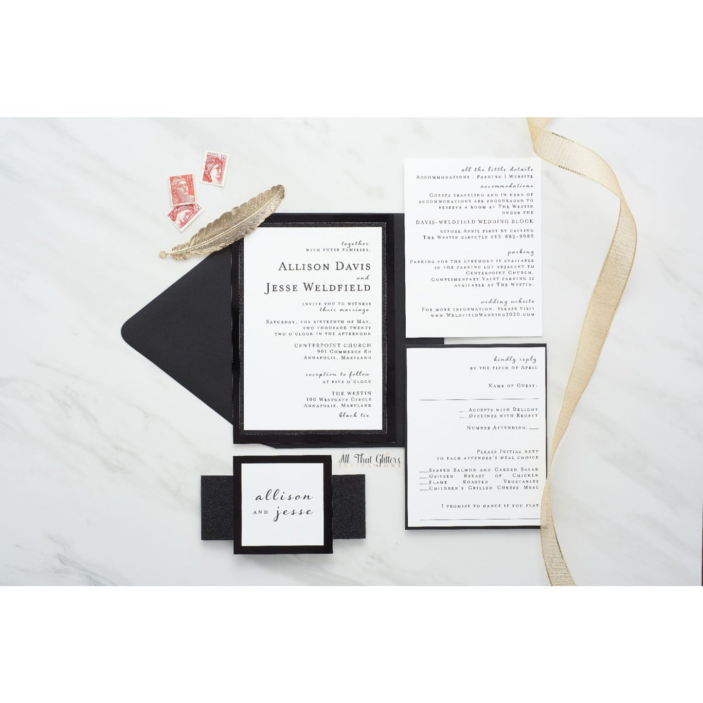 Super Formal Wedding Invitation, Allison - All That Glitters Invitations