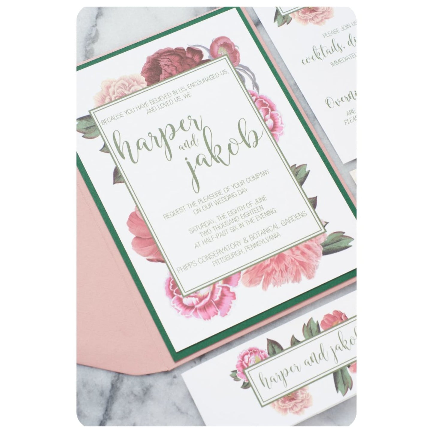 Vintage Floral Wedding Invitation, Harper - All That Glitters Invitations