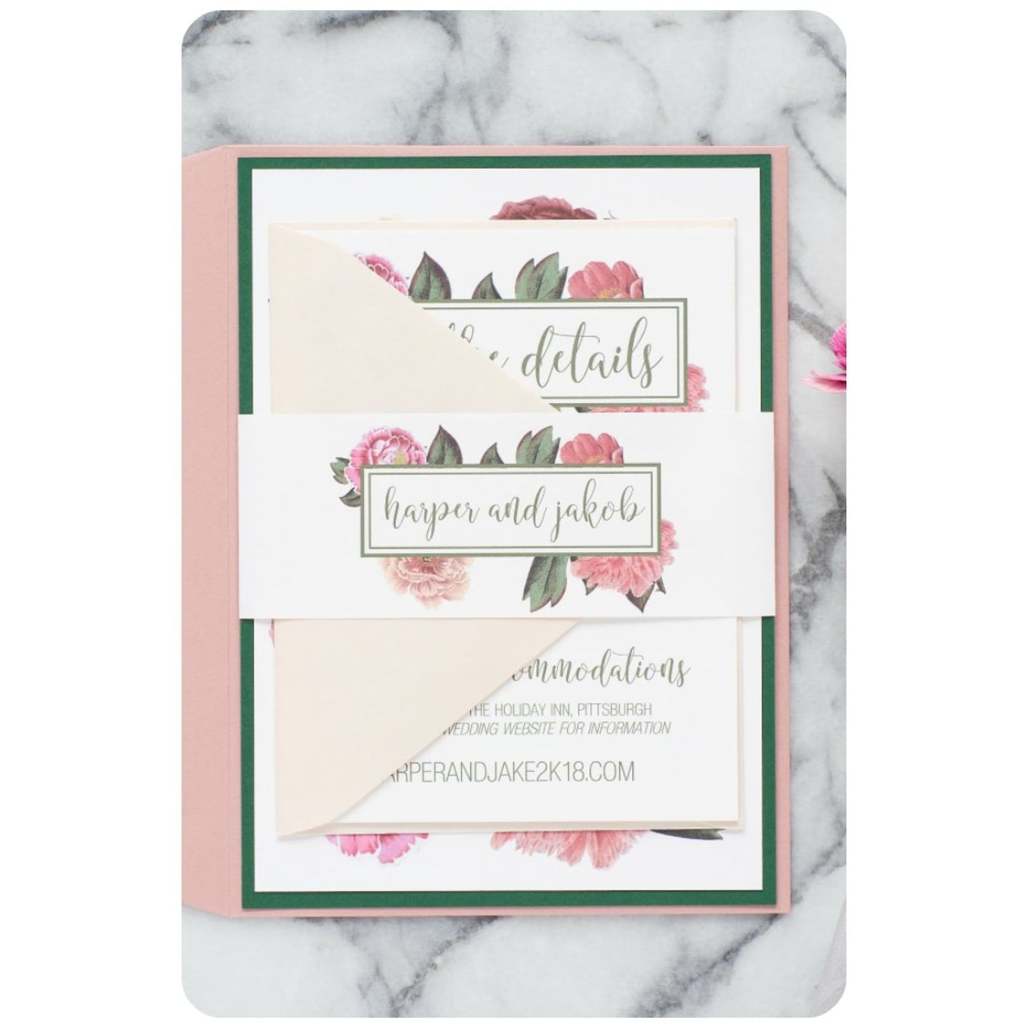 Vintage Floral Wedding Invitation, Harper - All That Glitters Invitations