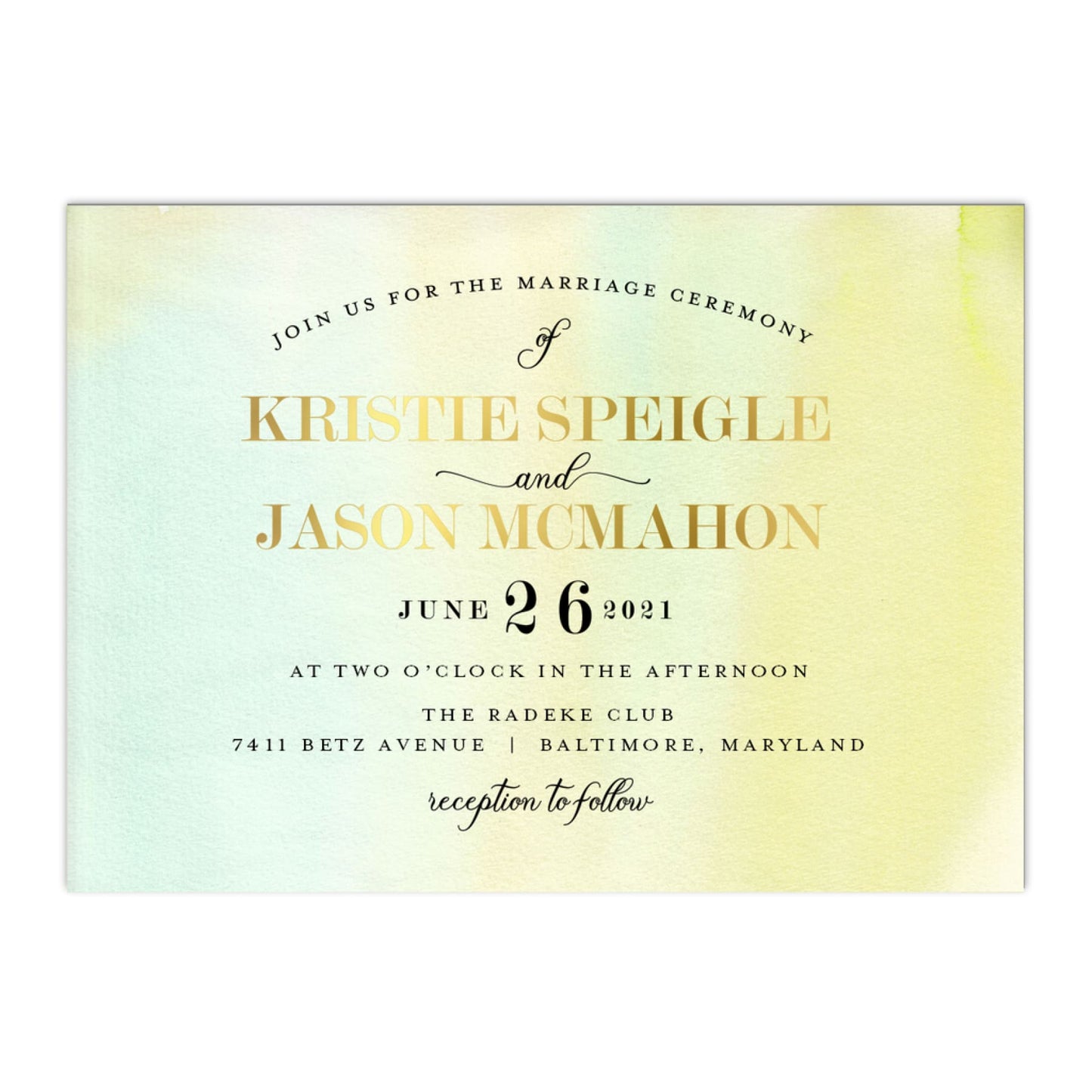 Watercolor Modern Wedding Invitation - All That Glitters Invitations