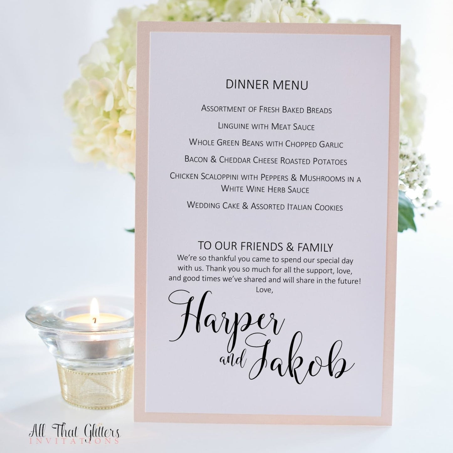 Wedding Reception Dinner Menu, Harper - All That Glitters Invitations