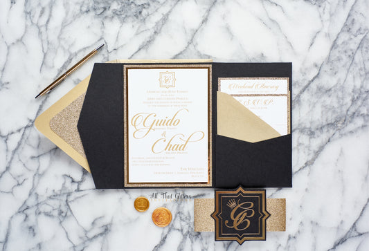 G+C's Black and Gold Extravagant Invitations | Real Wedding Wednesday