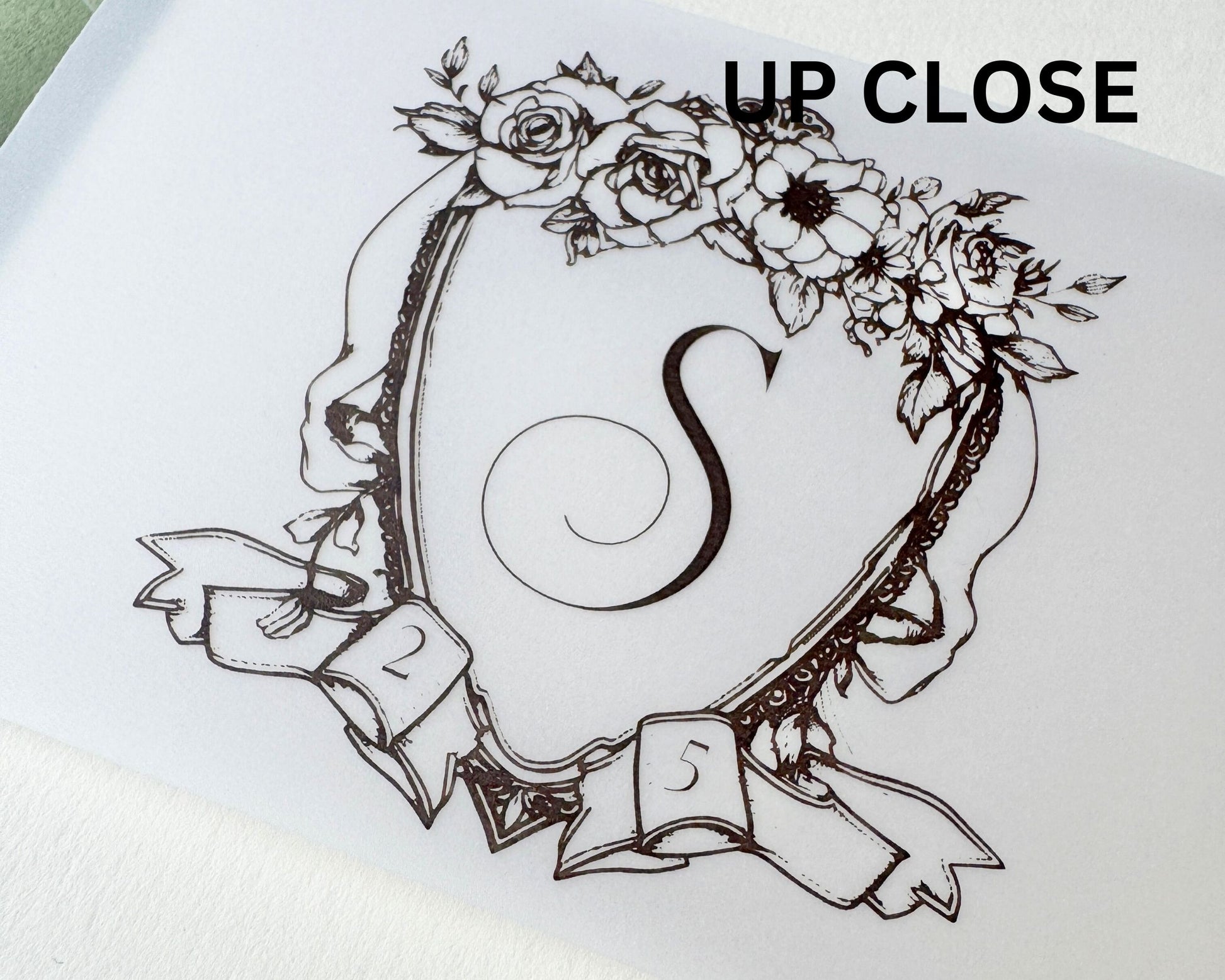 Monogram Wedding Crest on 5x7 Vellum  Wrap