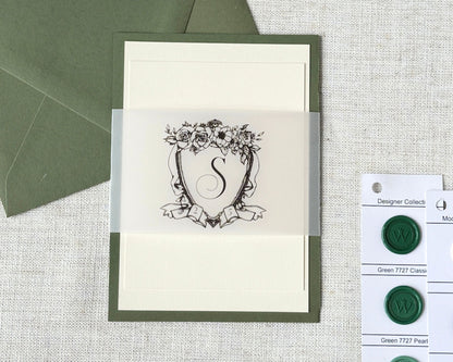 Vellum Wrap 5x7 Wedding Invitation Crest