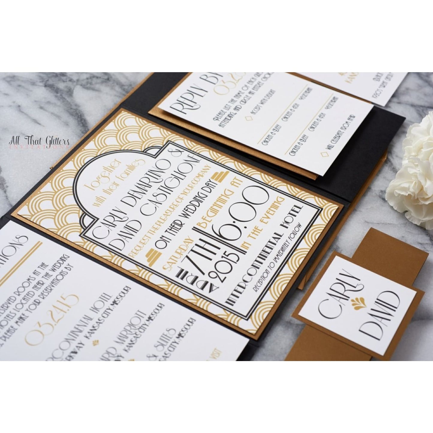 Art-Deco Great Gatsby Wedding Invitation - All That Glitters Invitations