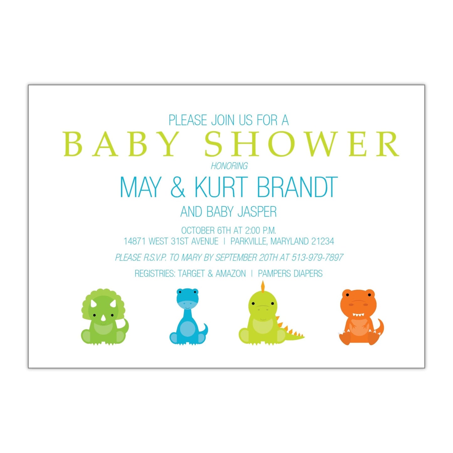 Baby Dinosaurs | Baby Shower Invitation - All That Glitters Invitations