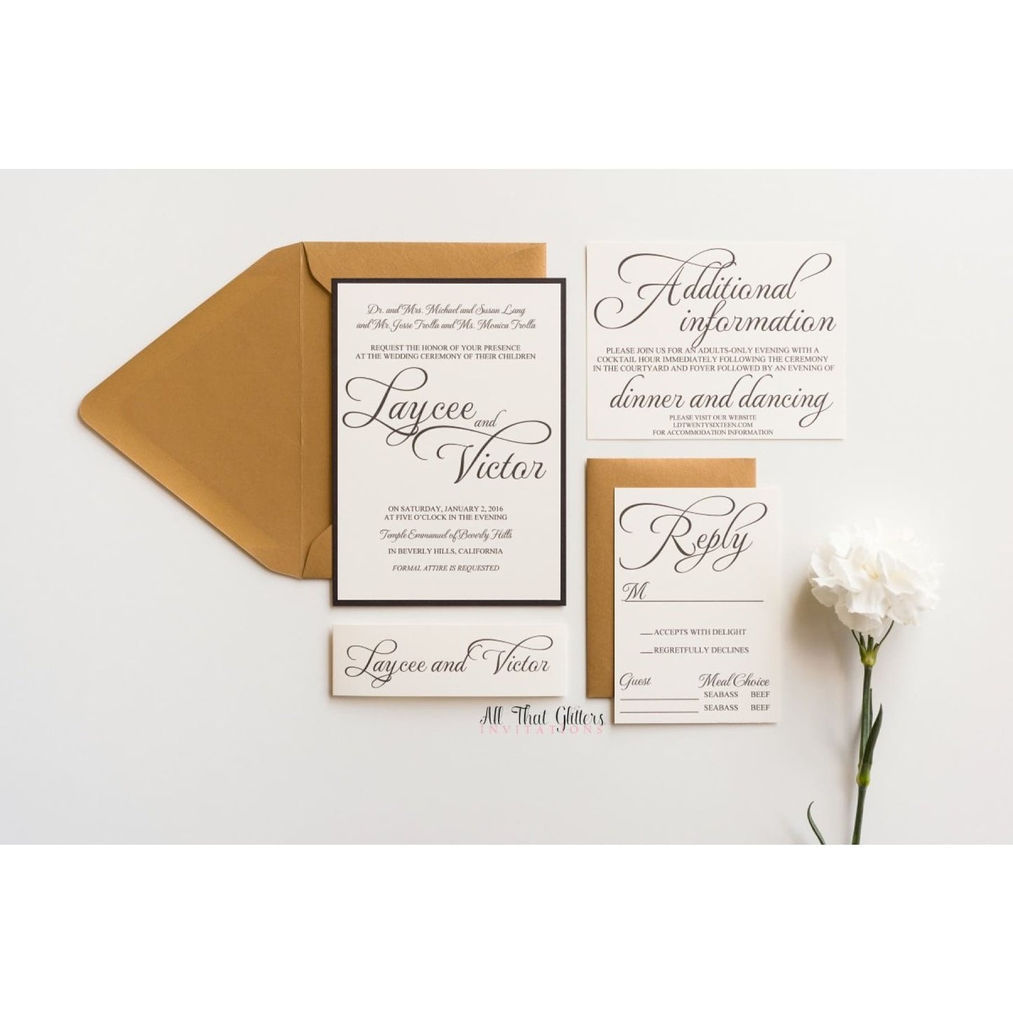 Basic Wedding Invitation, Laycee - All That Glitters Invitations