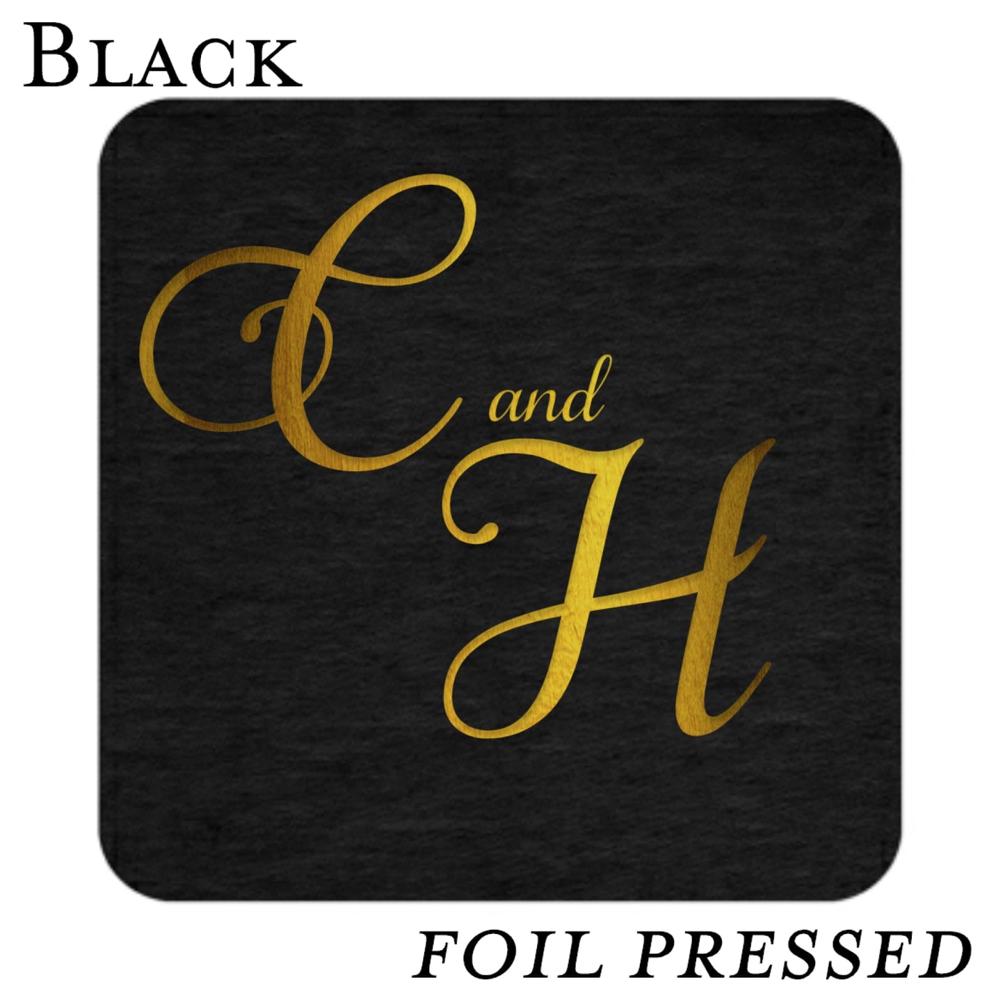 Black Wedding Reception Coasters-Foil Pressed - All That Glitters Invitations