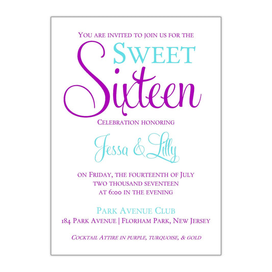 Bold and Fun Sweet 16 Invitation - All That Glitters Invitations