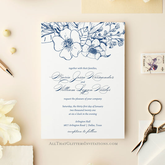 Botanic Florals Wedding Invitation - All That Glitters Invitations