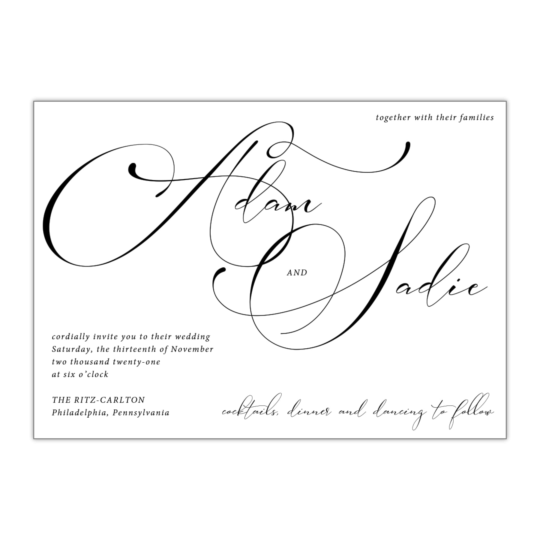 Calligraphy Wedding Invitation, Modern Adam - All That Glitters Invitations