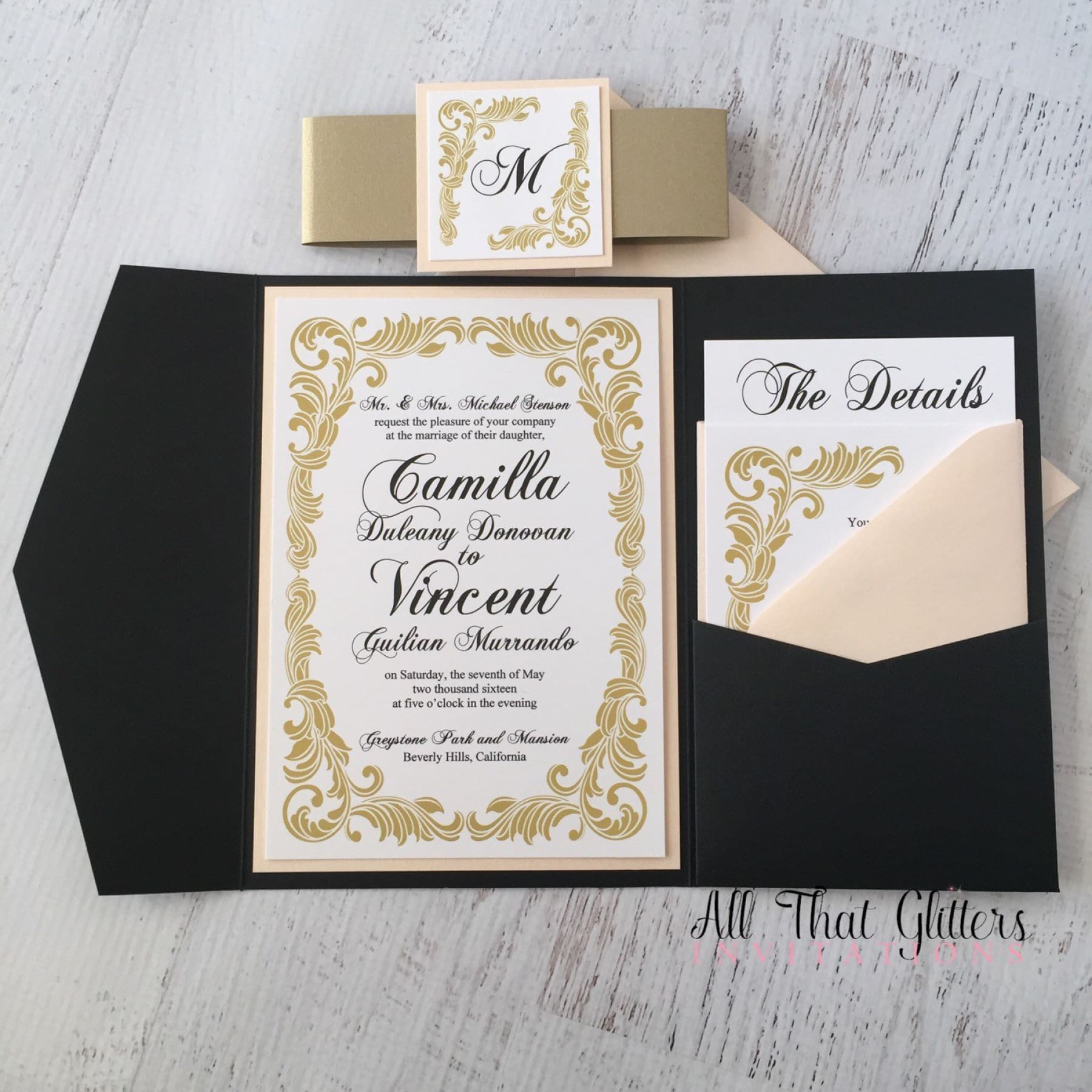 Camilla | Vintage Wedding Invitation Suite - All That Glitters Invitations