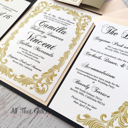 Camilla | Vintage Wedding Invitation Suite - All That Glitters Invitations