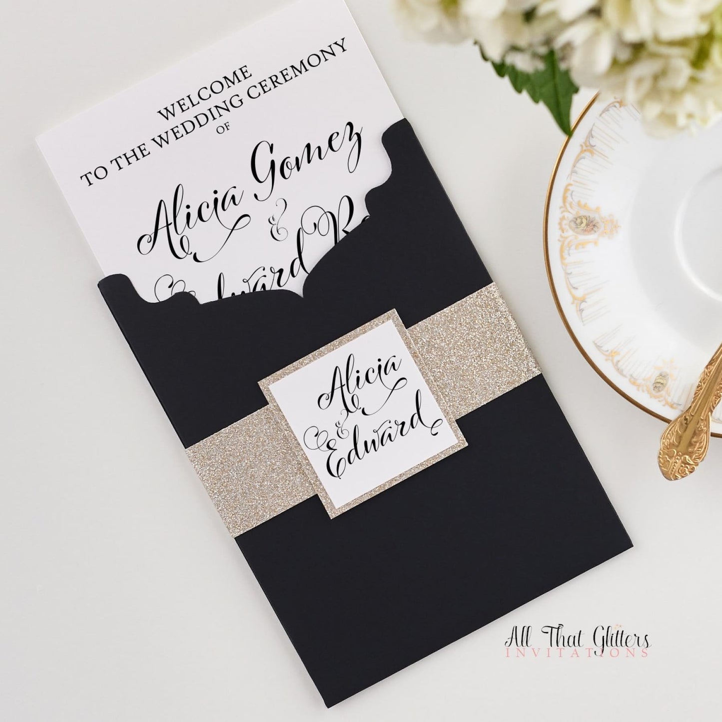Ceremony Program, Bi-Fold Booklet with Pocket - All That Glitters Invitations