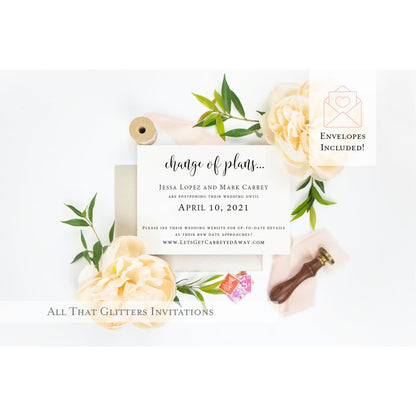 Change of Plans Wedding Postponement Announcement - All That Glitters Invitations