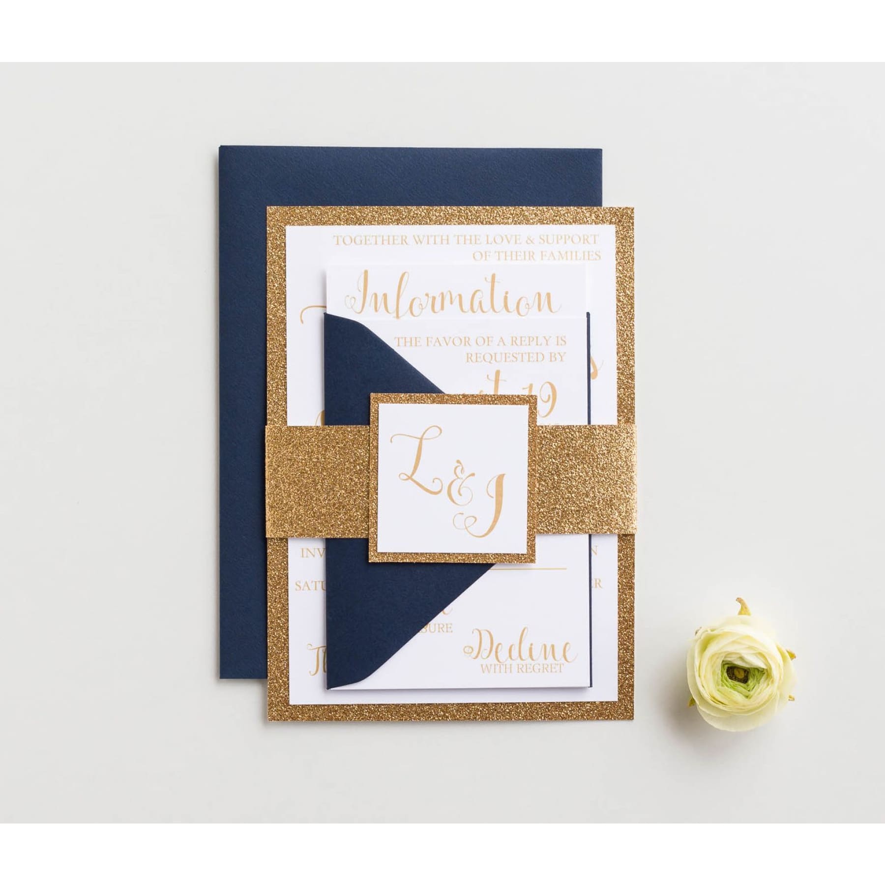 Classic Glitter Wedding Invitation, Laura - All That Glitters Invitations