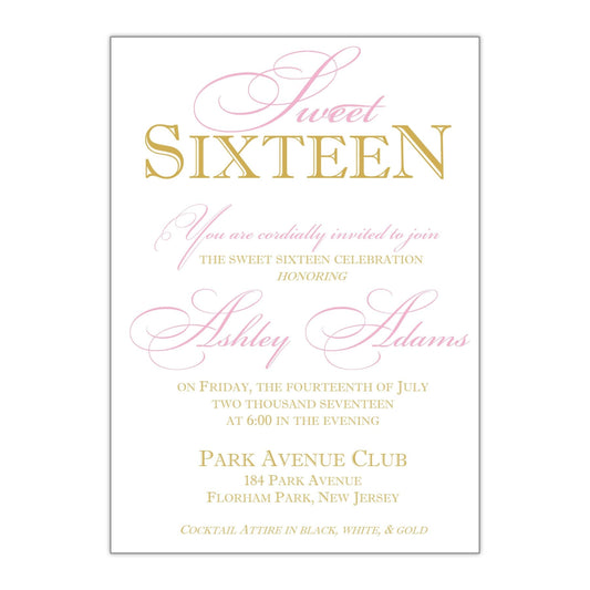 Classic Sweet 16 Invitation - All That Glitters Invitations