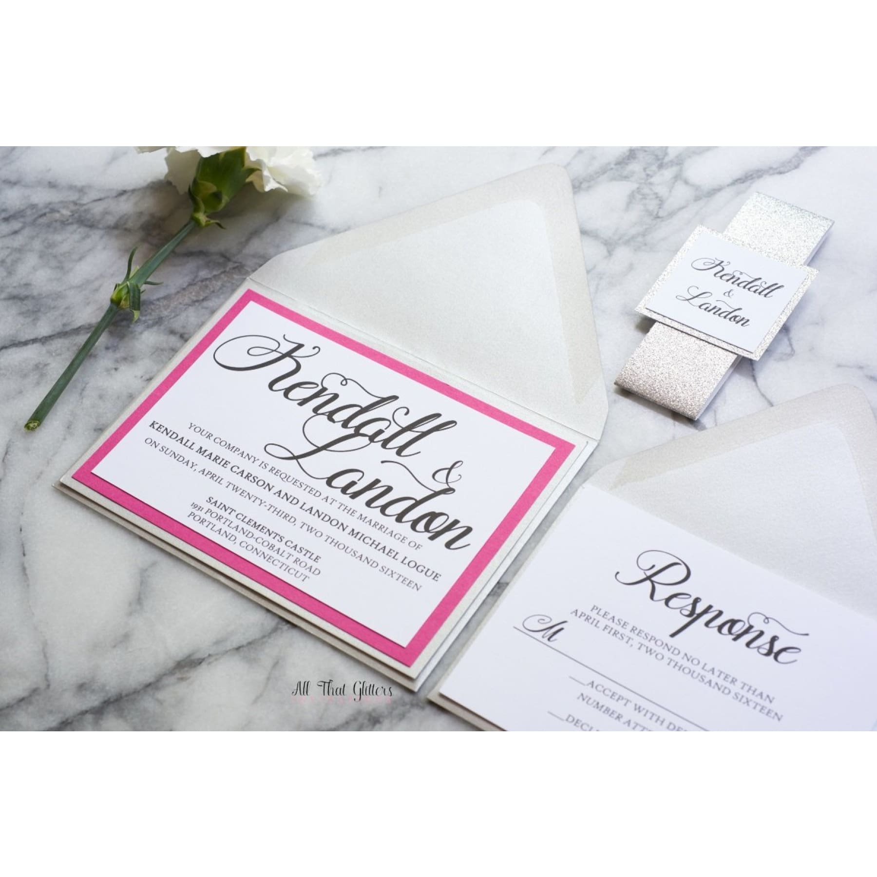 Classic Wedding Invitation, Kendall - All That Glitters Invitations