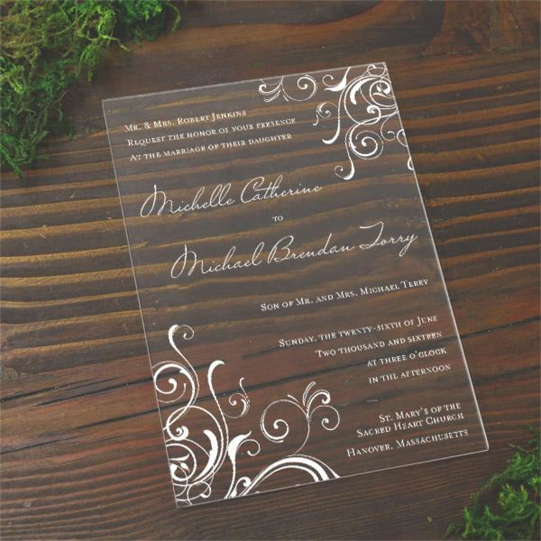 Corner Swirls Acrylic Wedding Invitations - All That Glitters Invitations