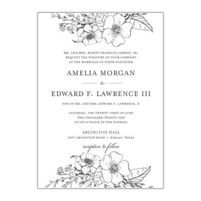 Double Botanic Florals Wedding Invitation - All That Glitters Invitations