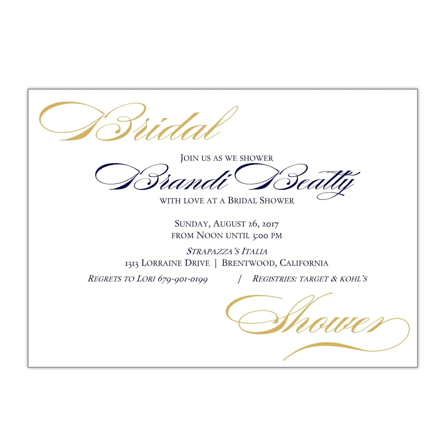 Elegant Bridal Shower Invitation - All That Glitters Invitations