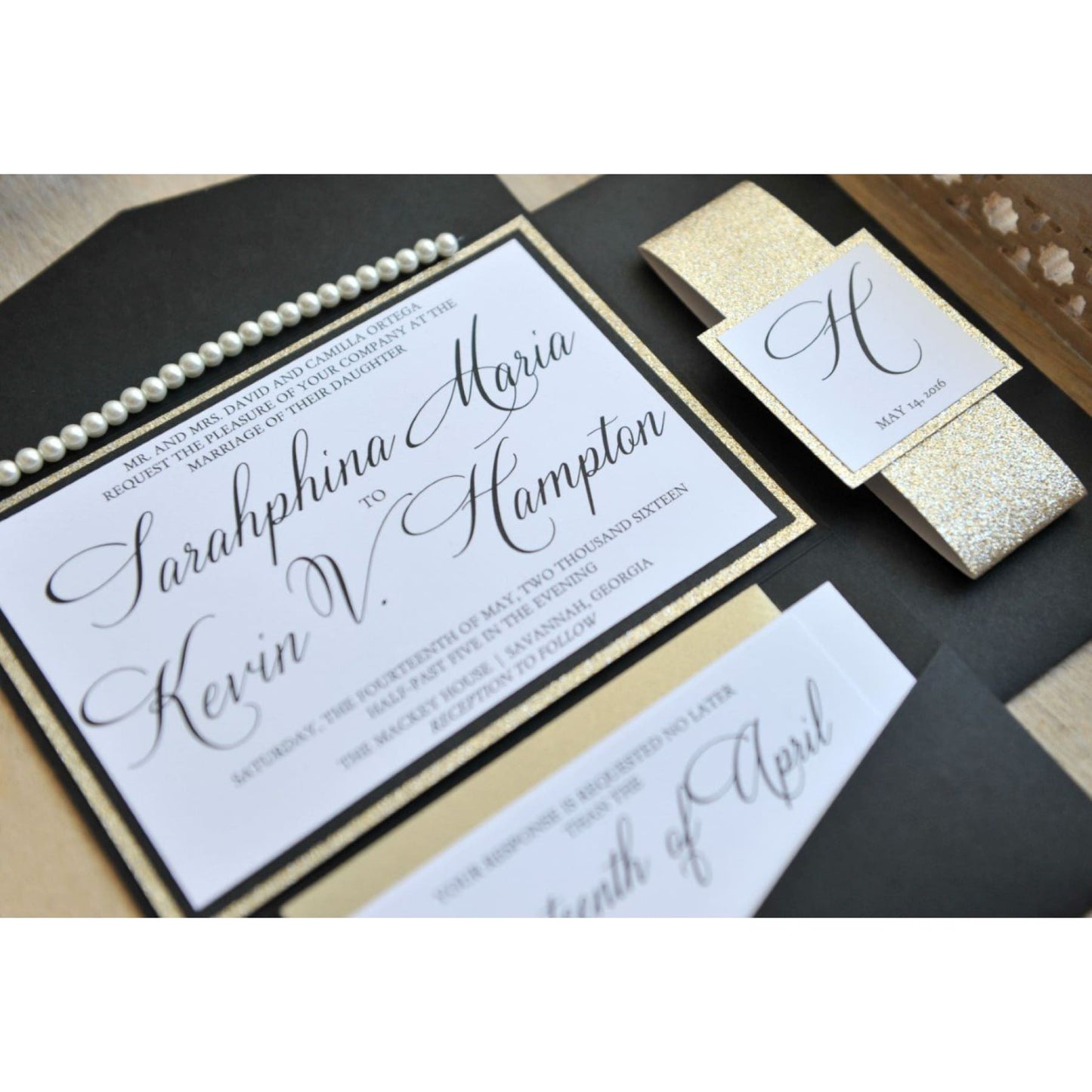 Elegant Glitter Wedding Invitation, Sarahphina - All That Glitters Invitations