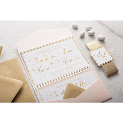 Elegant Glitter Wedding Invitation, Sarahphina - All That Glitters Invitations