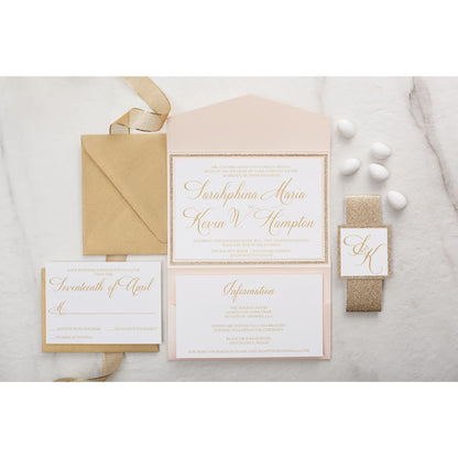 Elegant Glitter Wedding Invitation, Sarahphina - All That Glitters Invitations