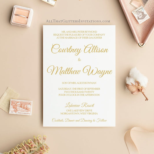 Elegant Wedding Invitation, Evelyn - All That Glitters Invitations