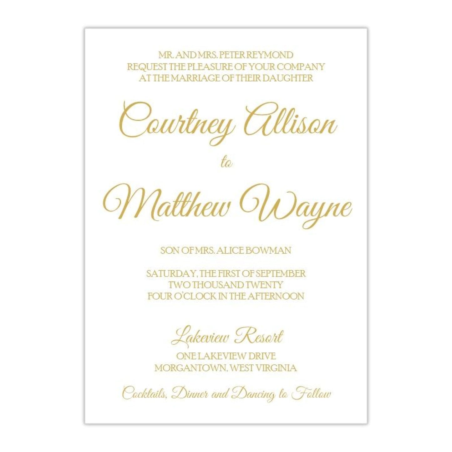 Elegant Wedding Invitation, Evelyn - All That Glitters Invitations