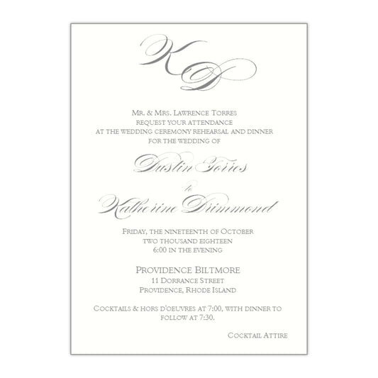 Elegant Wedding Rehearsal Dinner Invitation, Katherine - All That Glitters Invitations