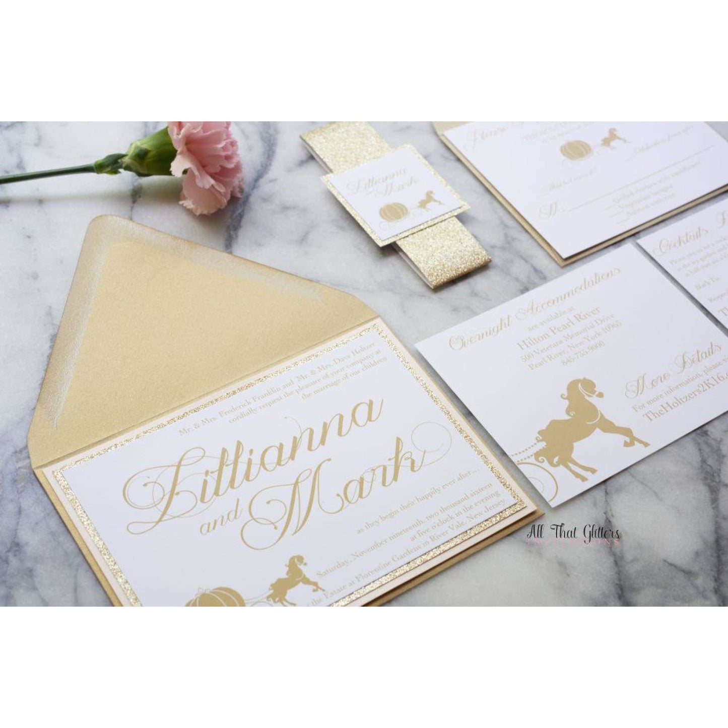 Fairy Tale Wedding Invitation, Lillianna - All That Glitters Invitations